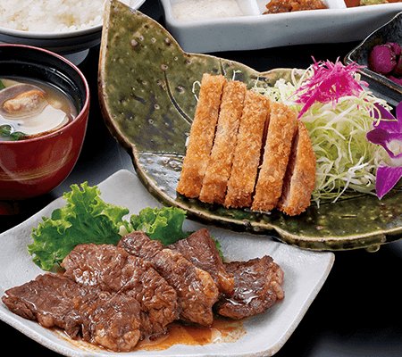 牛カルビ・牛かつ定食